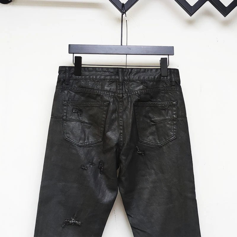 High Street GD Distressed Coated Straight-Leg Jeans qc 2