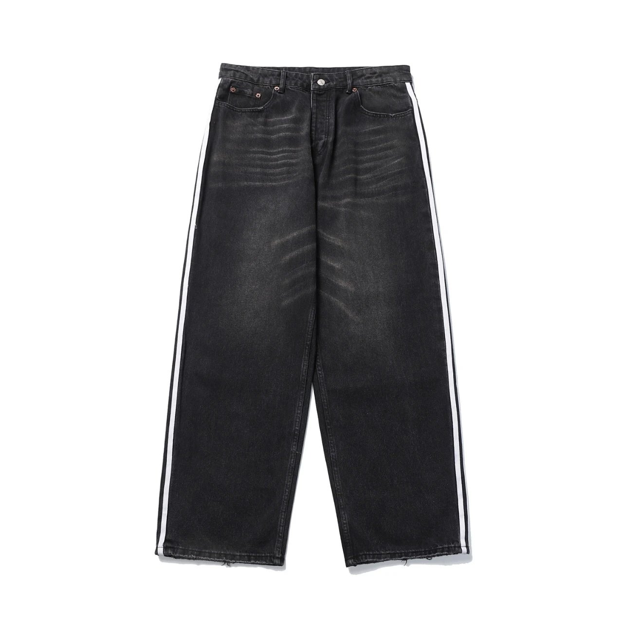 Balenciaga Three-Stripe Baggy Jeans qc 4