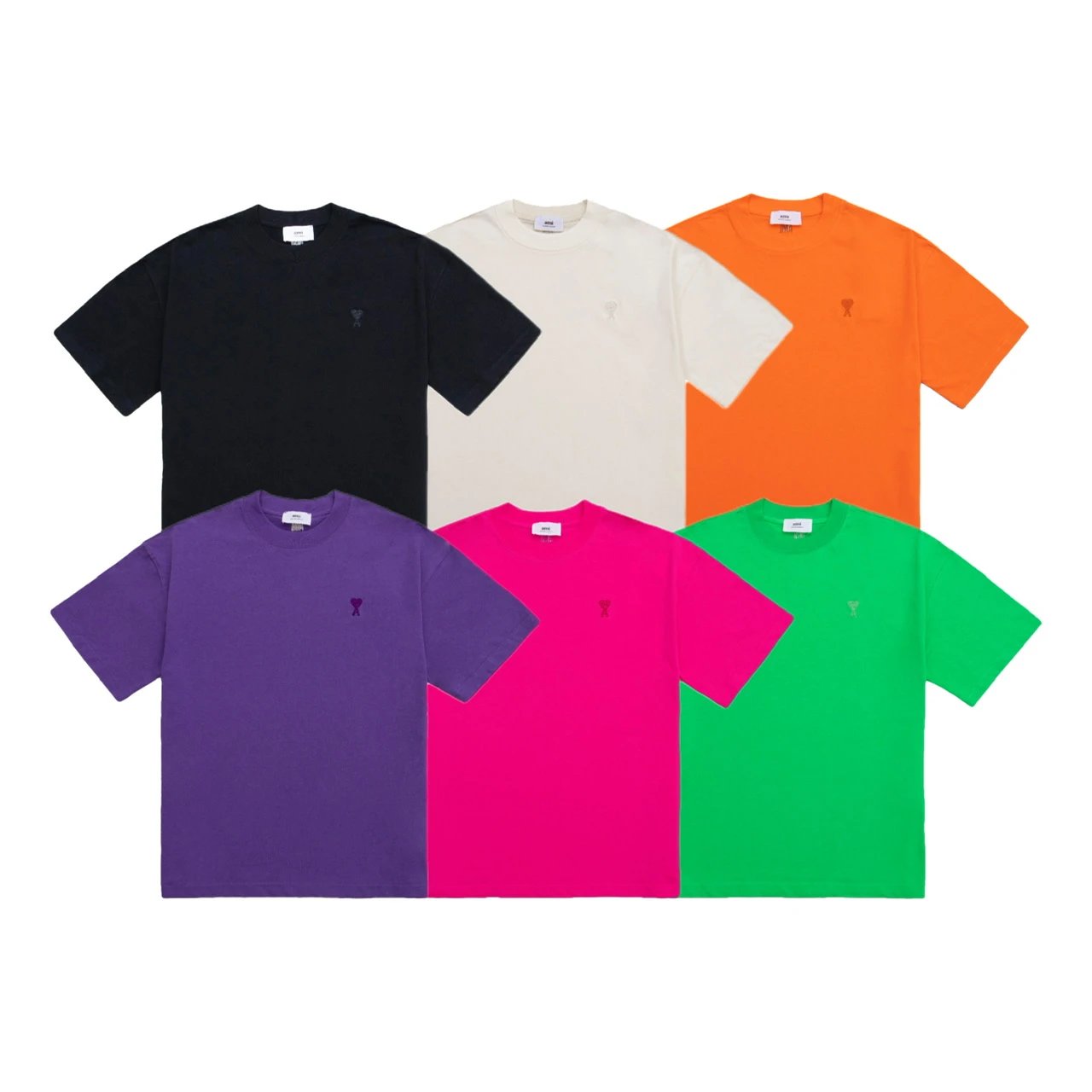 AMI Paris De Coeur Collection Unisex Organic Cotton Short-Sleeve T-Shirt qc 2