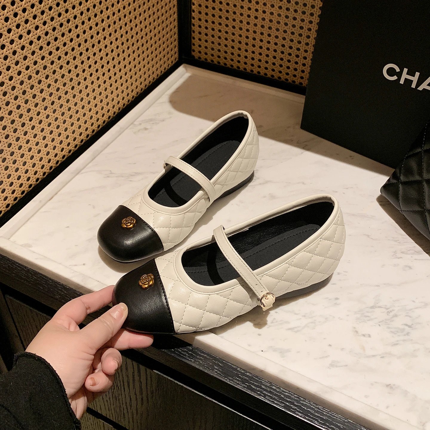 Chanel Quilted Mary Jane Flats qc 1
