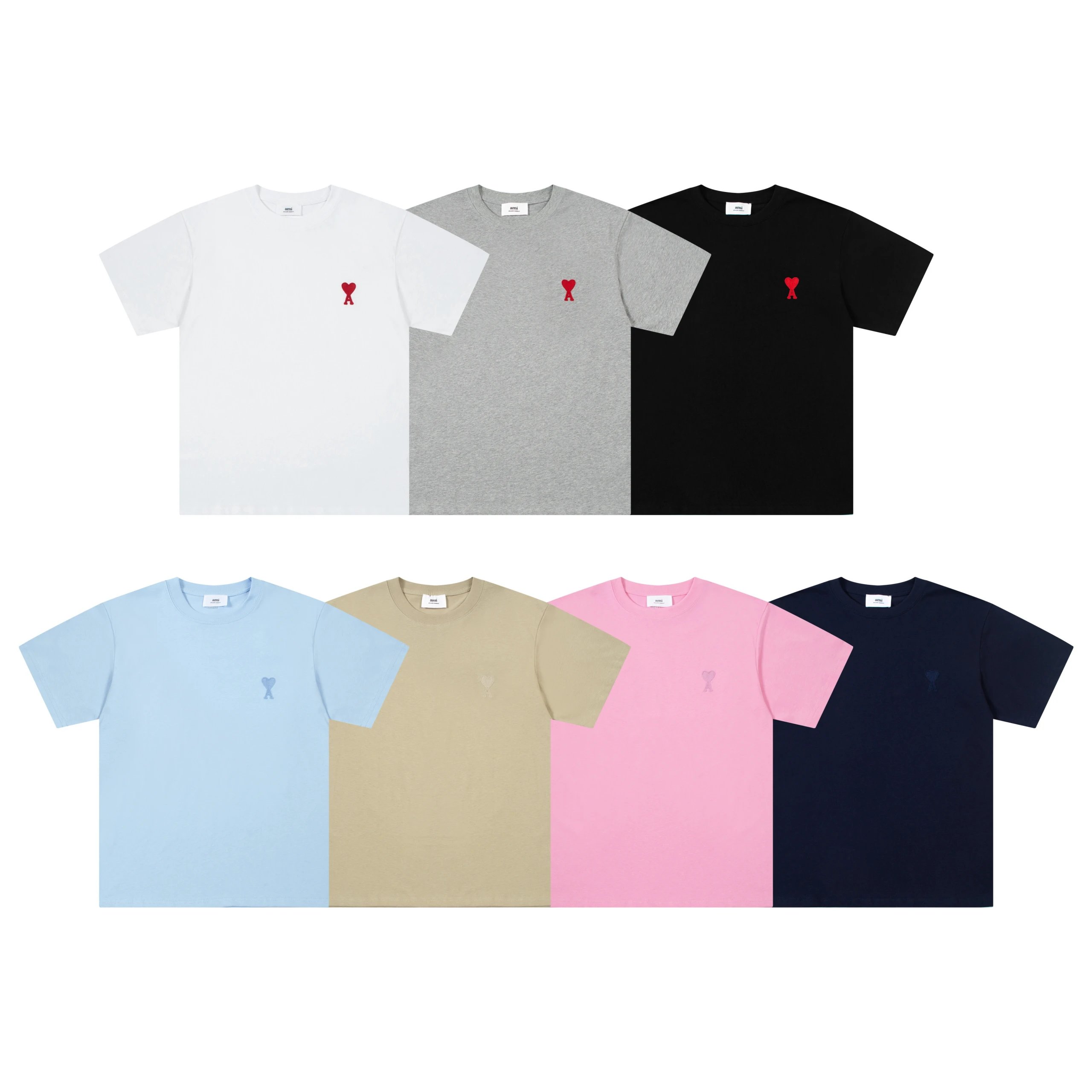 AMI Paris De Coeur Collection Unisex Organic Cotton Short-Sleeve T-Shirt qc 3
