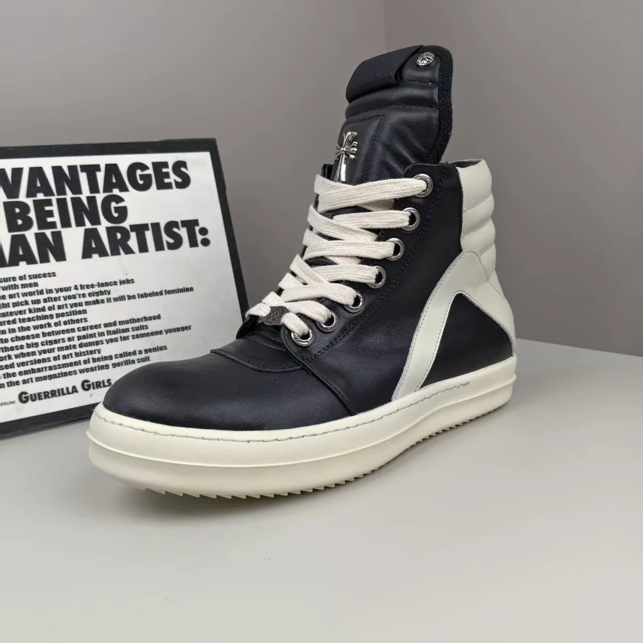 Rick Owens x Chrome Hearts Geobasket High-Top Sneakers qc 1