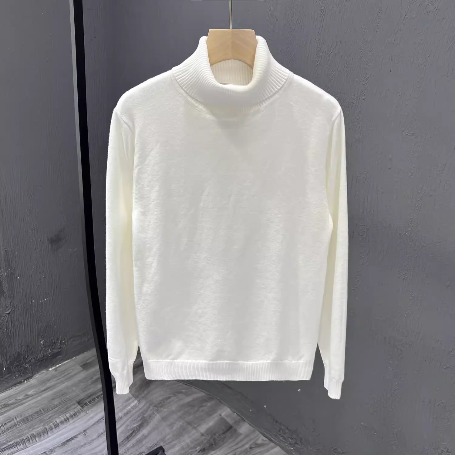 MUJI Men's Washable Ribbed Turtleneck Sweater qc 5