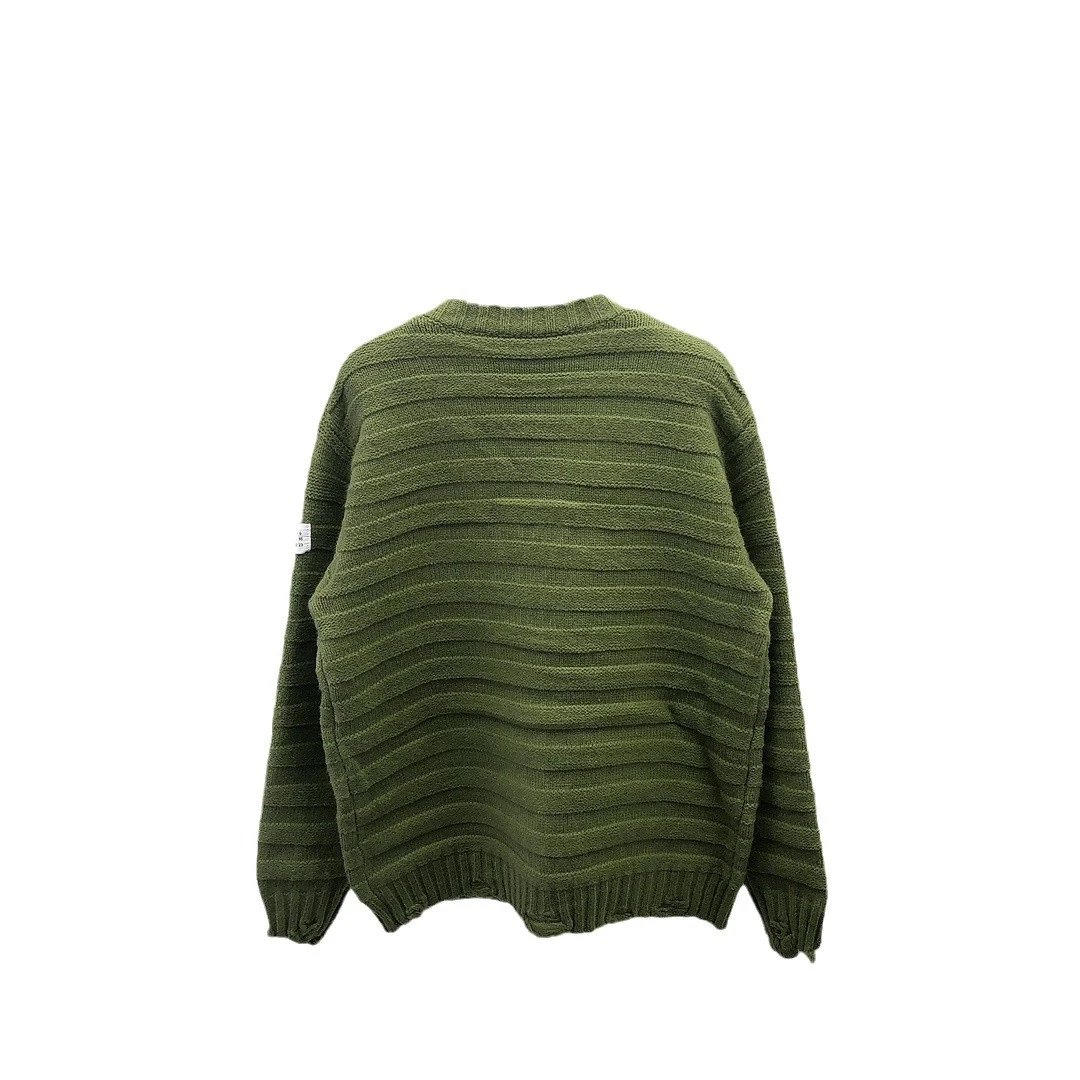 MM6 Maison Margiela Distressed Horizontal Rib-Knit Cardigan qc 4