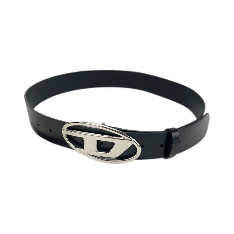 Diesel B-1DR Leather Belt with Oval D Plaque Buckle qc 5
