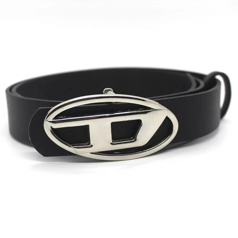 Diesel B-1DR Leather Belt with Oval D Plaque Buckle qc 3