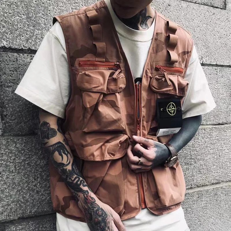 Supreme x Stone Island Camo Cargo Vest Coral Camo qc 1