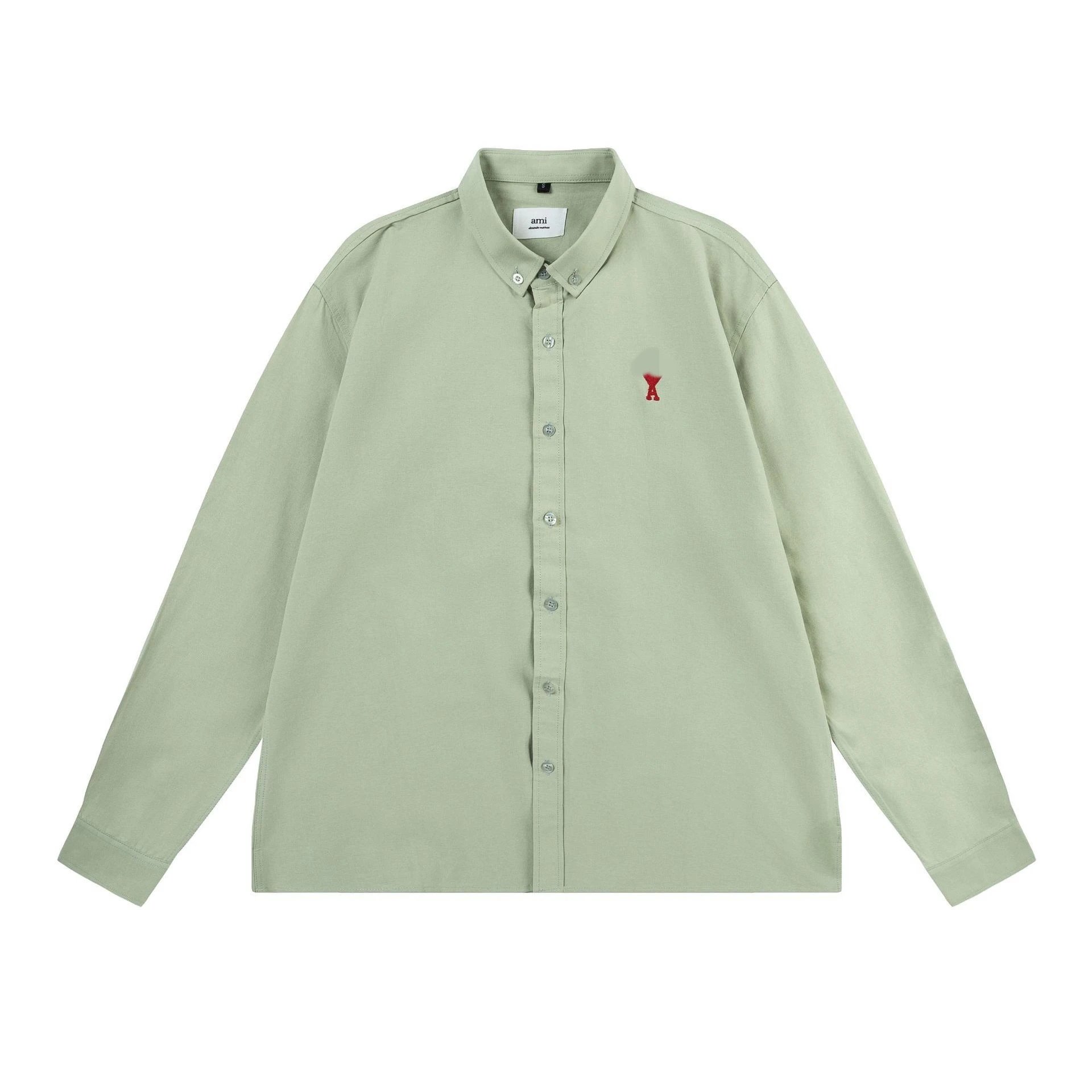AMI Paris Ami de Coeur Logo Embroidered Oxford Shirts qc 4