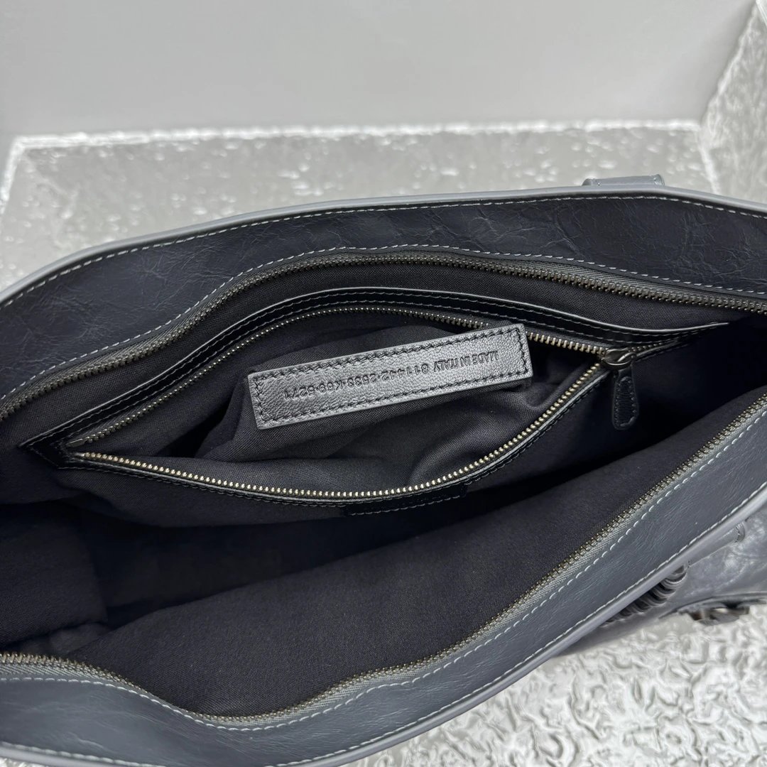 Balenciaga Le City Medium Bag in Black Arena Lambskin qc 9