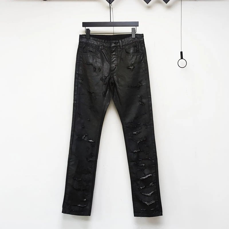 High Street GD Distressed Coated Straight-Leg Jeans qc 4