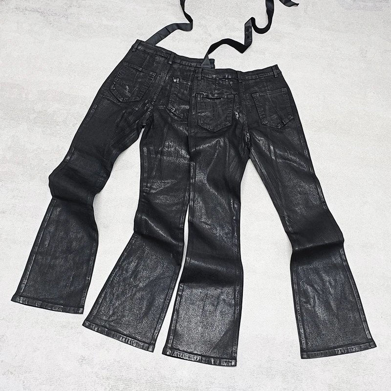 Rick Owens DRKSHDW Black Waxed Bolan Bootcut Jeans qc 1