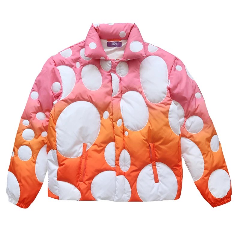 ERL Pink and Orange Gradient Polka Dot Down Jackets qc 4