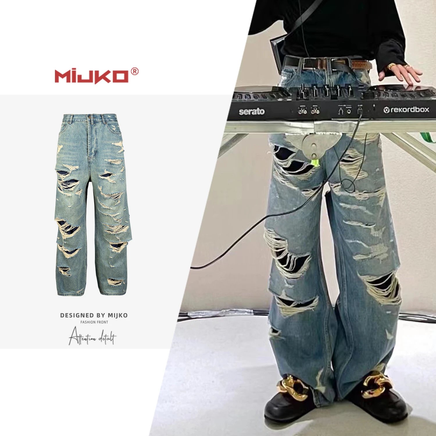 Balenciaga Distressed Baggy Jeans qc 1