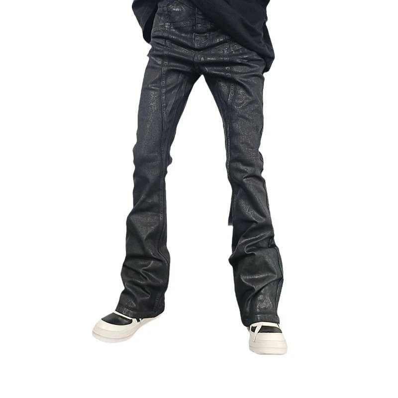 Rick Owens DRKSHDW Black Waxed Bolan Bootcut Jeans qc 3