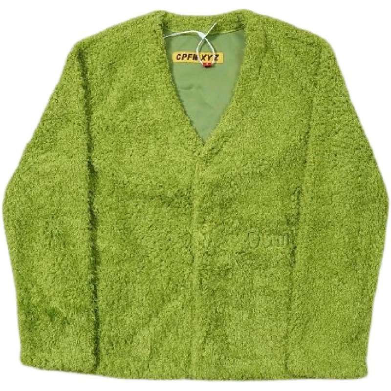 Cactus Plant Flea Market Green Fuzzy Style Men's Knit Cardigan qc 2