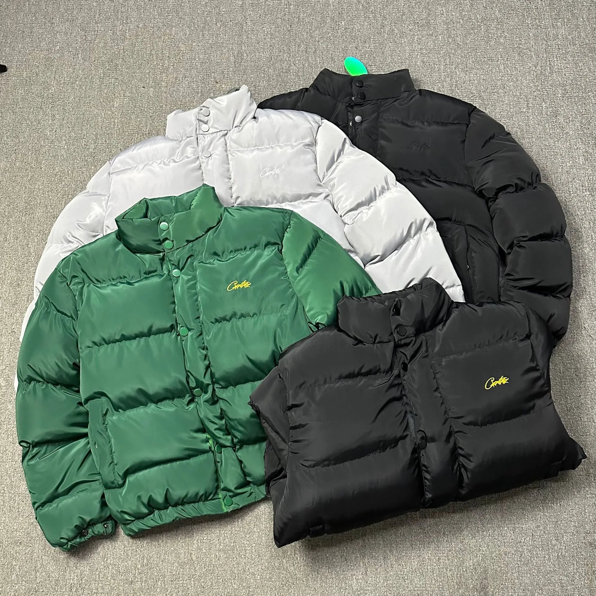 Corteiz Bolo Puffer Black/Green/Grey Down Jackets qc 1