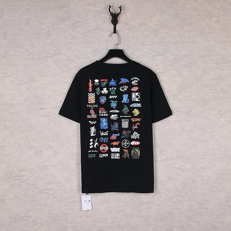 Off-White Summer Blue Arrow Graffiti Print T-Shirts qc 3
