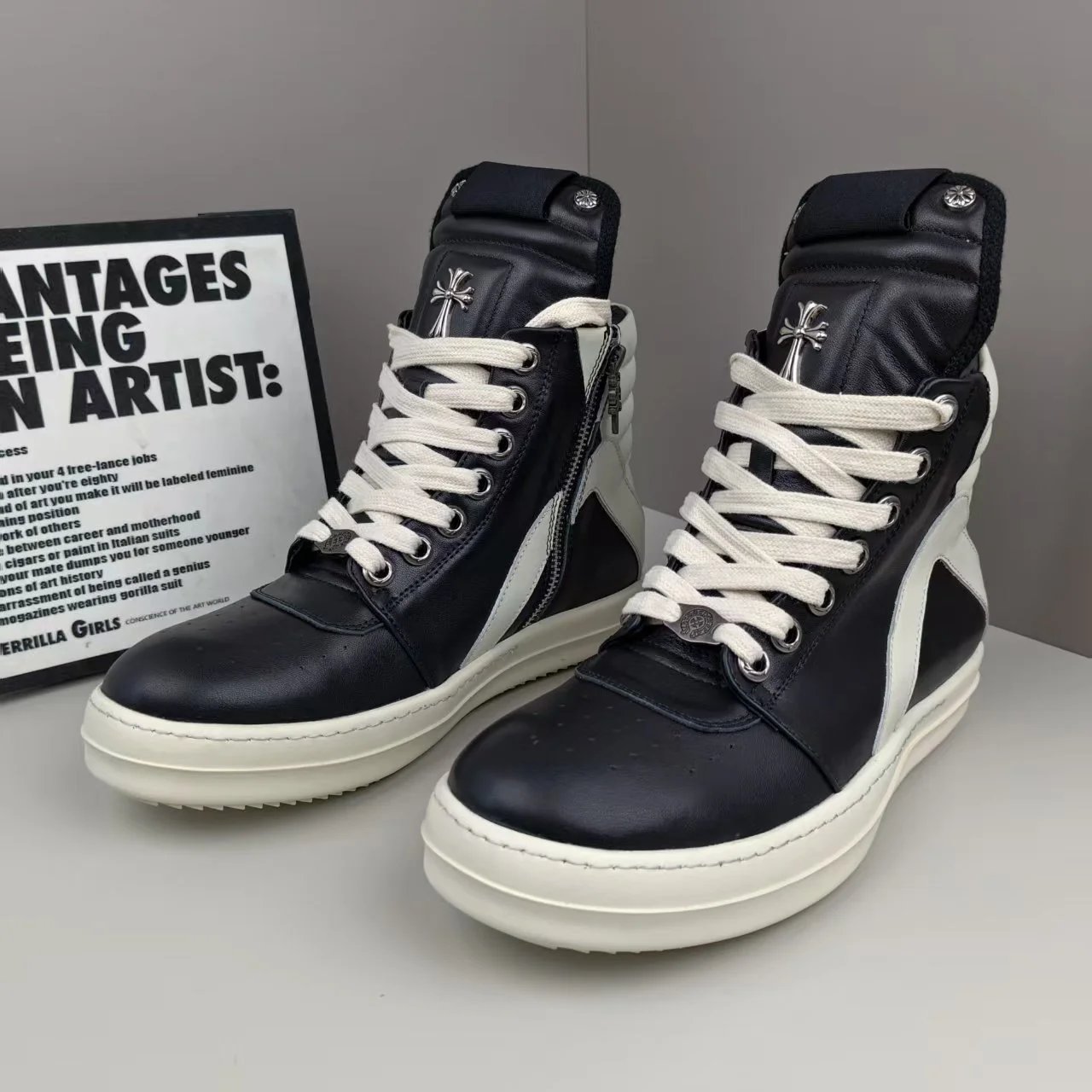Rick Owens x Chrome Hearts Geobasket High-Top Sneakers qc 2