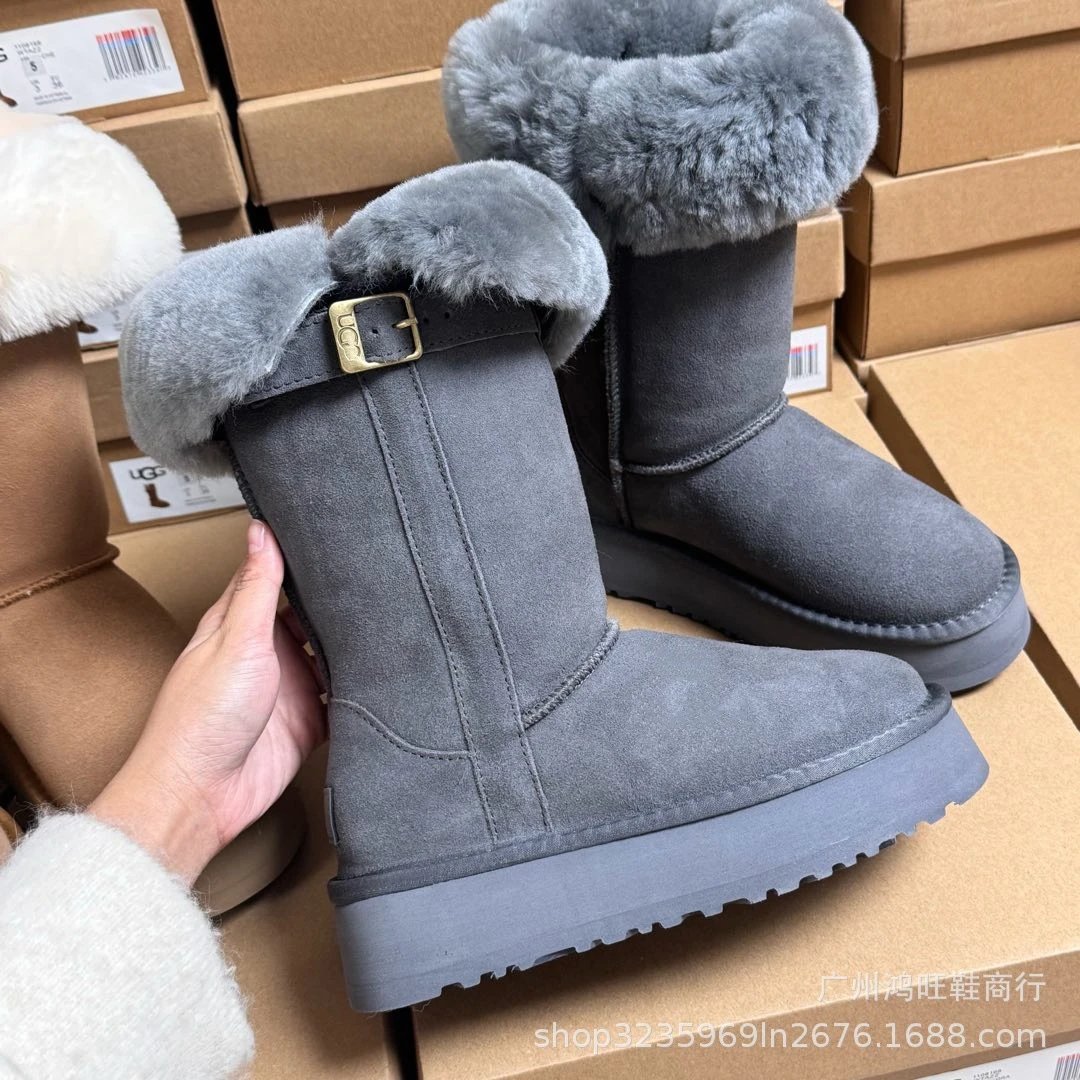 UGG  Platform Plush Slippers qc 6