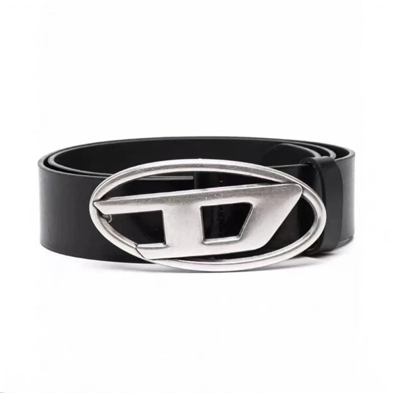 Diesel B-1DR Leather Belt with Oval D Plaque Buckle qc 2