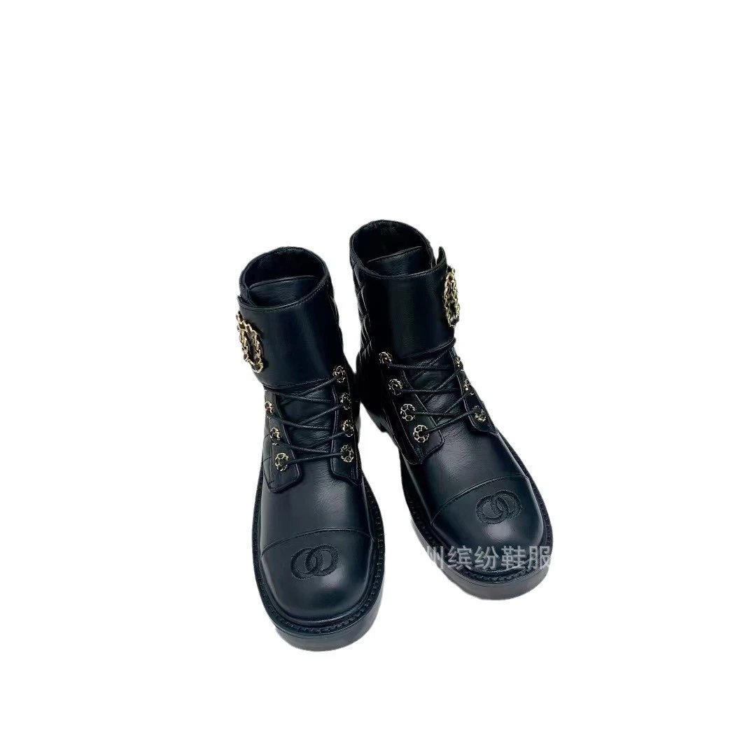 Chanel Quilted Leather Lace-Up Combat Boots qc 4