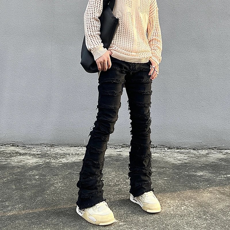 VIBE Vintage Distressed Frayed Flared Jeans qc 1