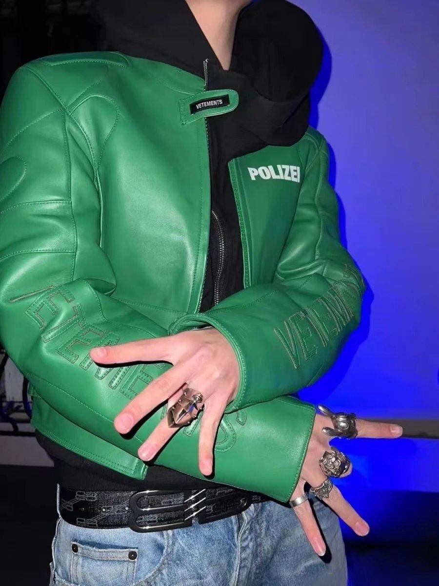 Vetements Polizei Leather Moto Jacket Black qc 2