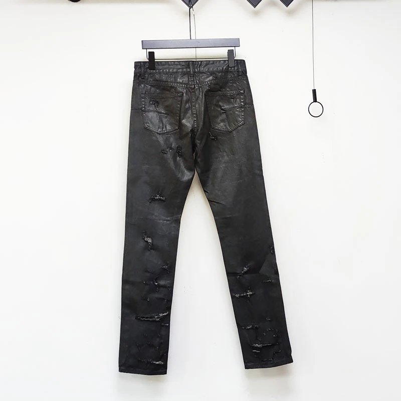 High Street GD Distressed Coated Straight-Leg Jeans qc 1