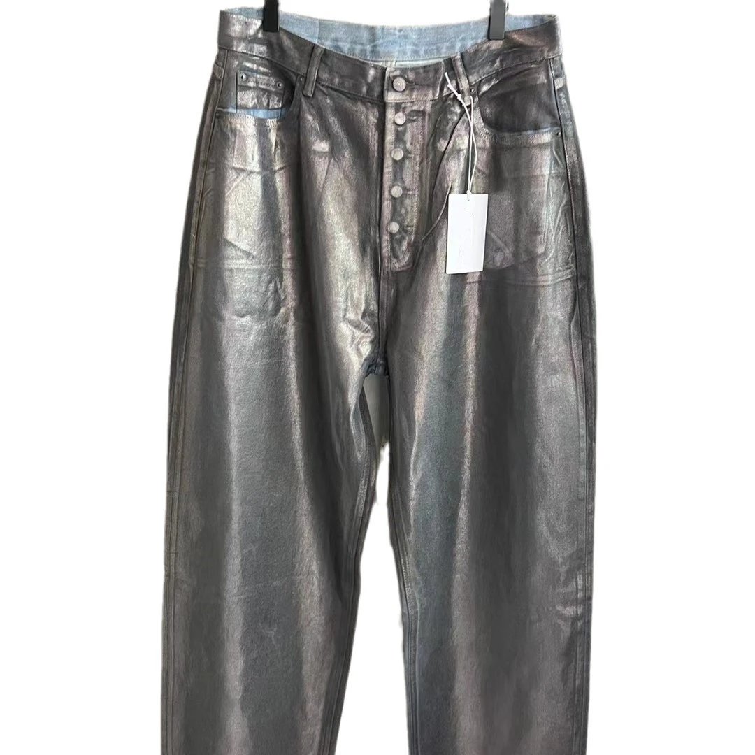 Acne Studios 2023M Super Baggy Fit Silver Coated Jeans qc 4