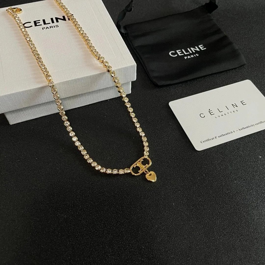 Celine classic logo chain necklace qc 5