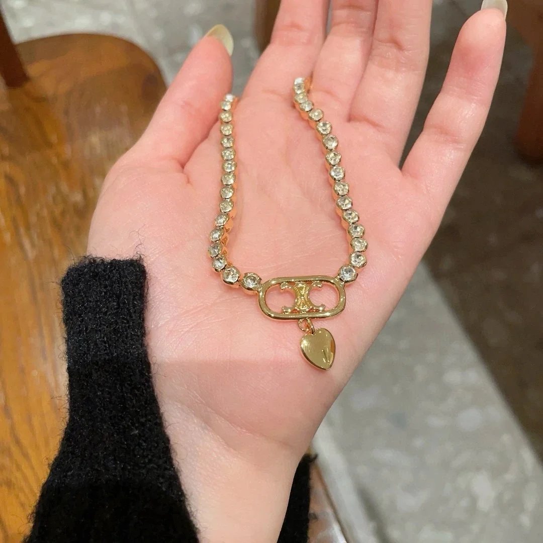 Celine classic logo chain necklace qc 3