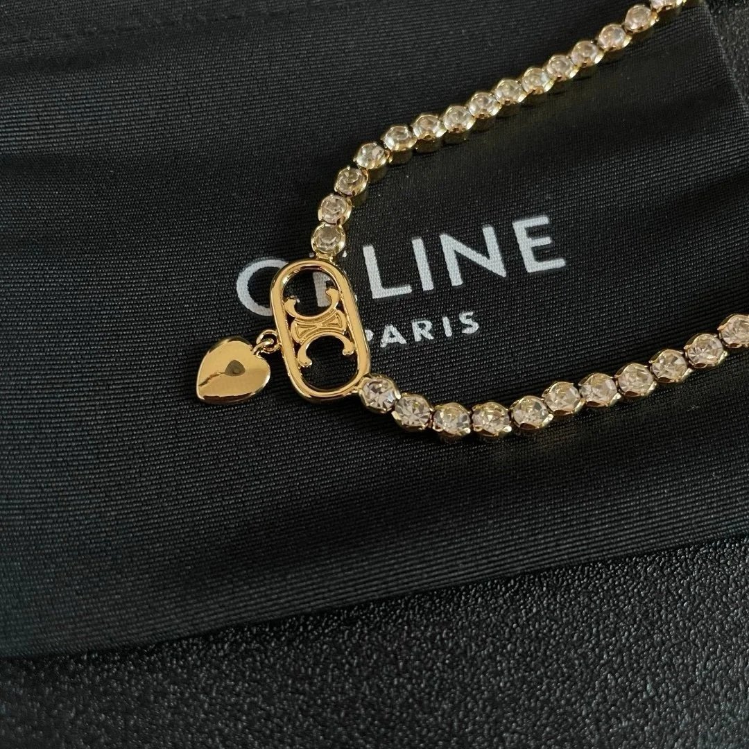 Celine classic logo chain necklace qc 6