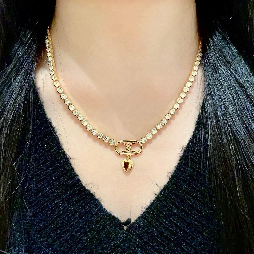 Celine classic logo chain necklace qc 2