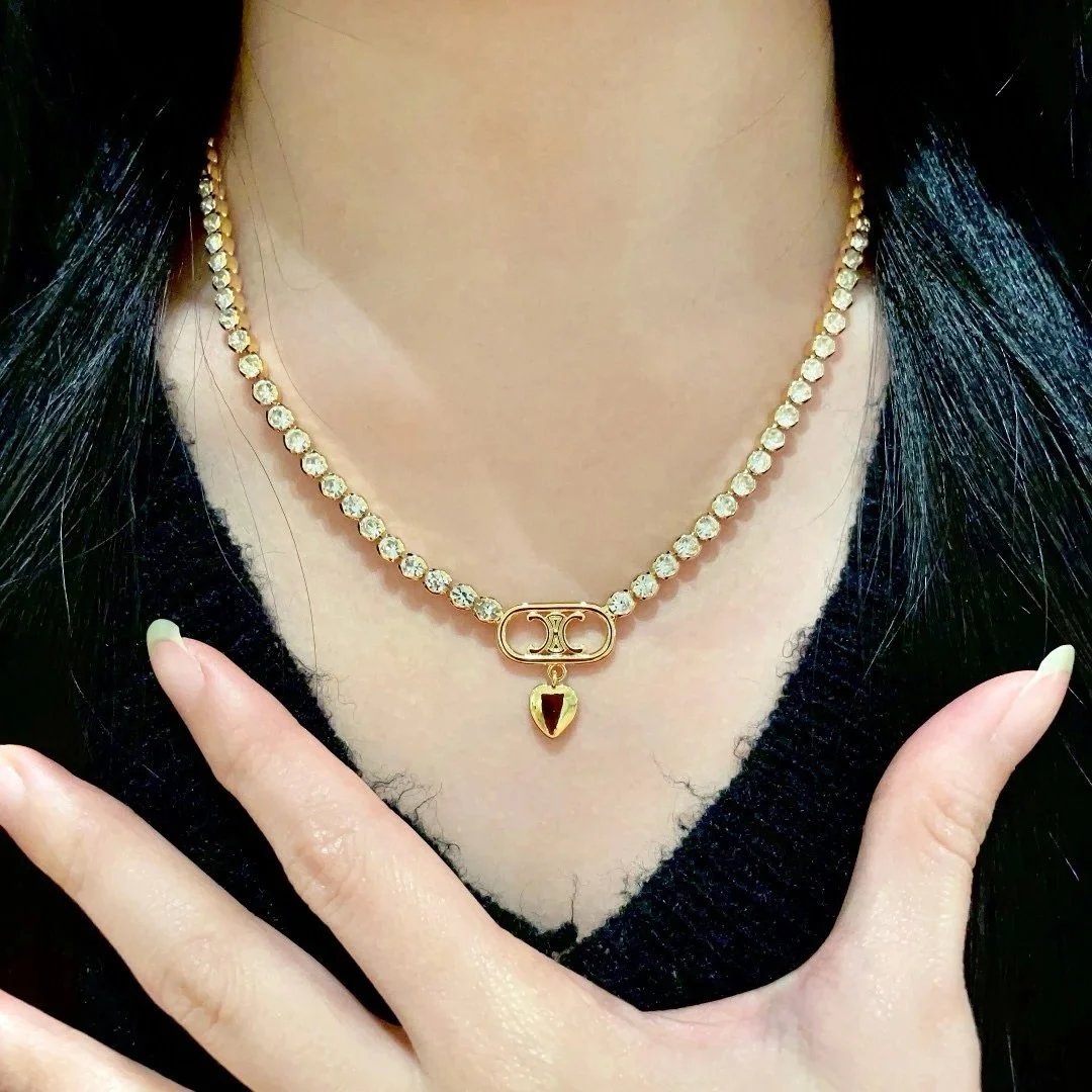 Celine classic logo chain necklace qc 1