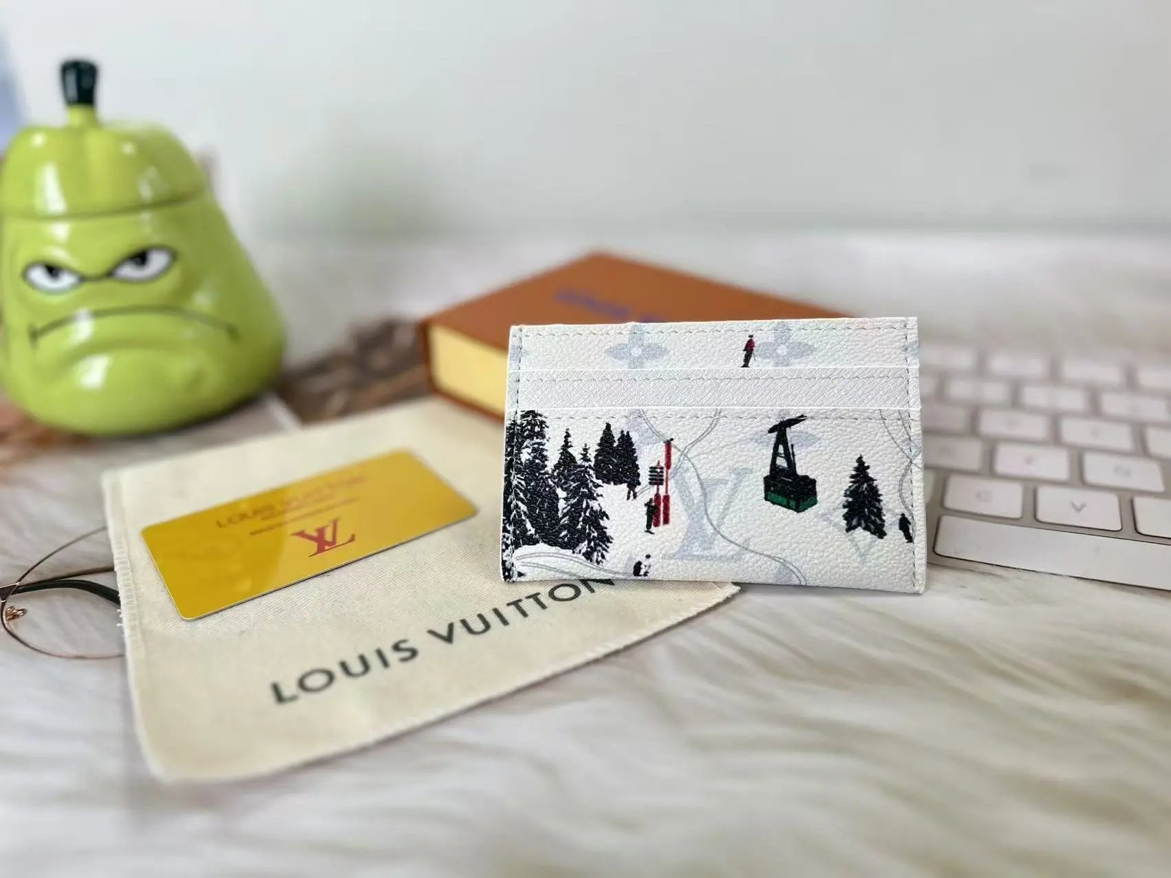 Louis Vuitton Ski Double Card Holder Monogram White qc 3