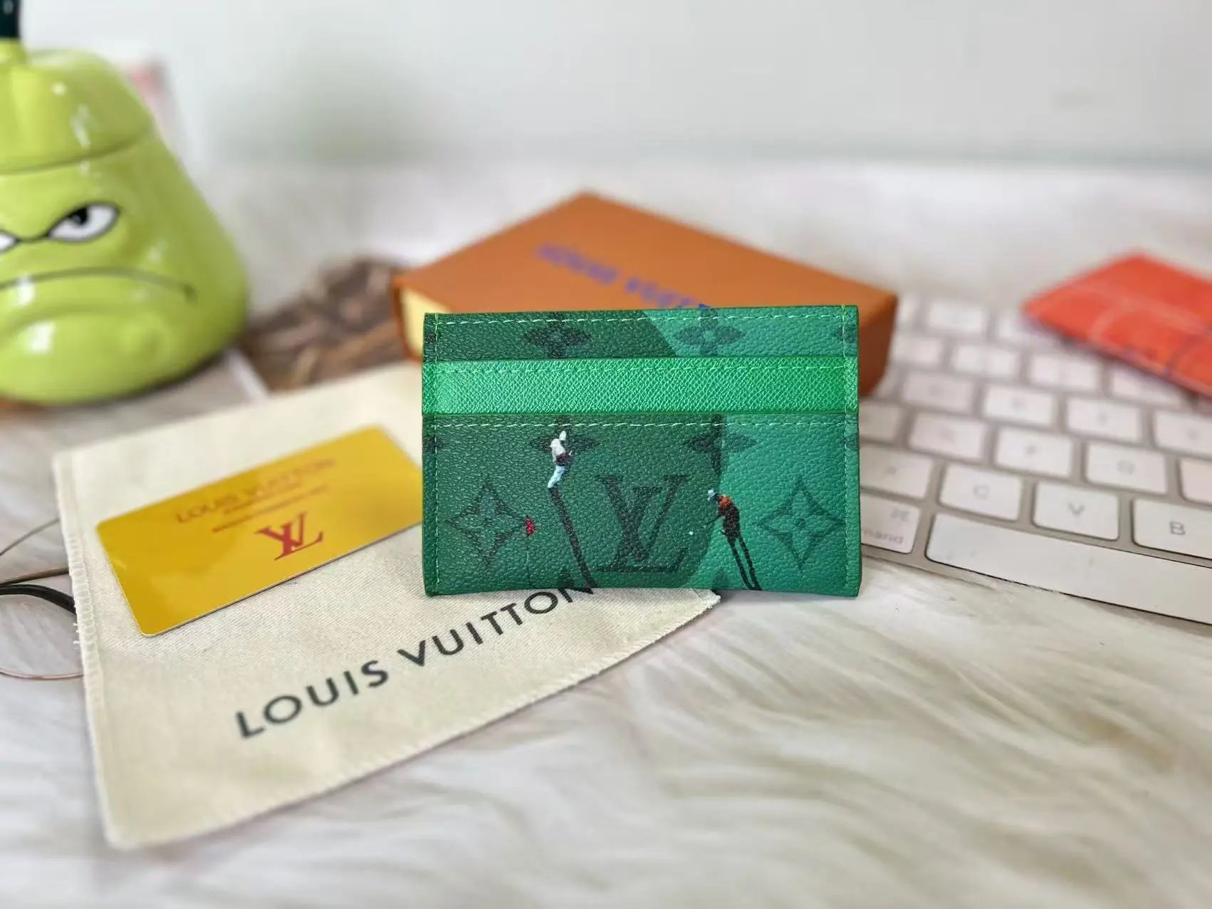 Louis Vuitton Ski Double Card Holder Monogram White qc 5