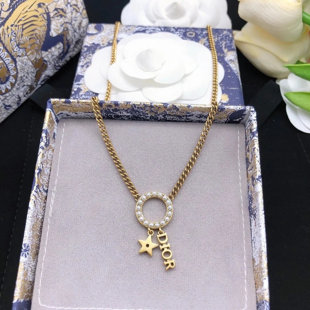 Christian Dior gold-plated metal chain necklace qc 2