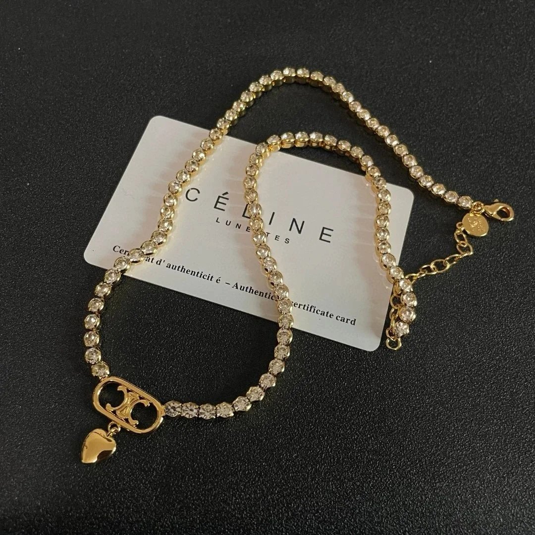 Celine classic logo chain necklace qc 8