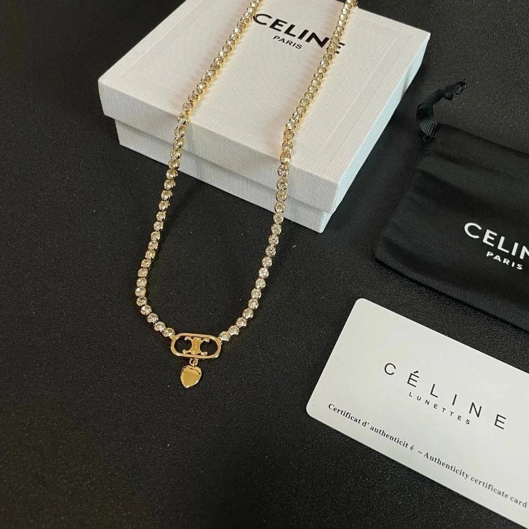 Celine classic logo chain necklace qc 4