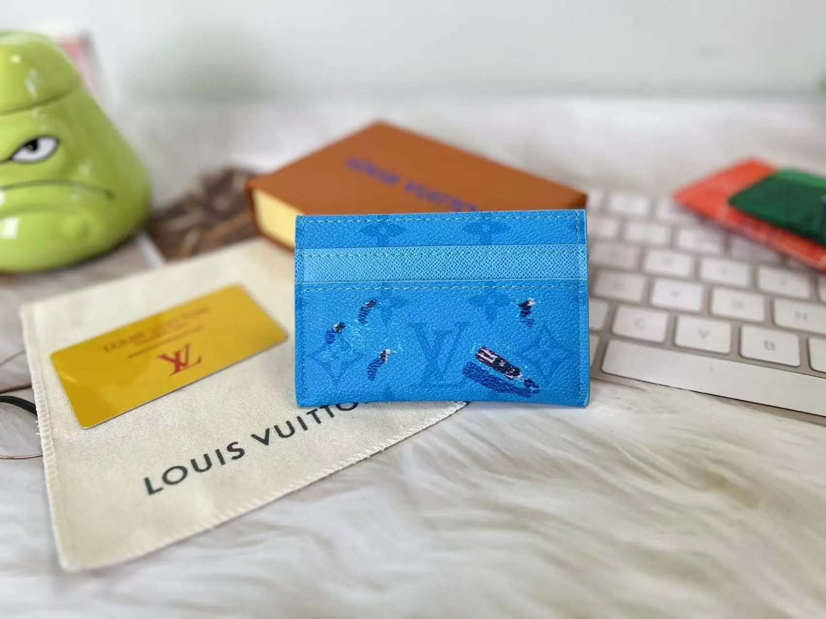 Louis Vuitton Ski Double Card Holder Monogram White qc 4