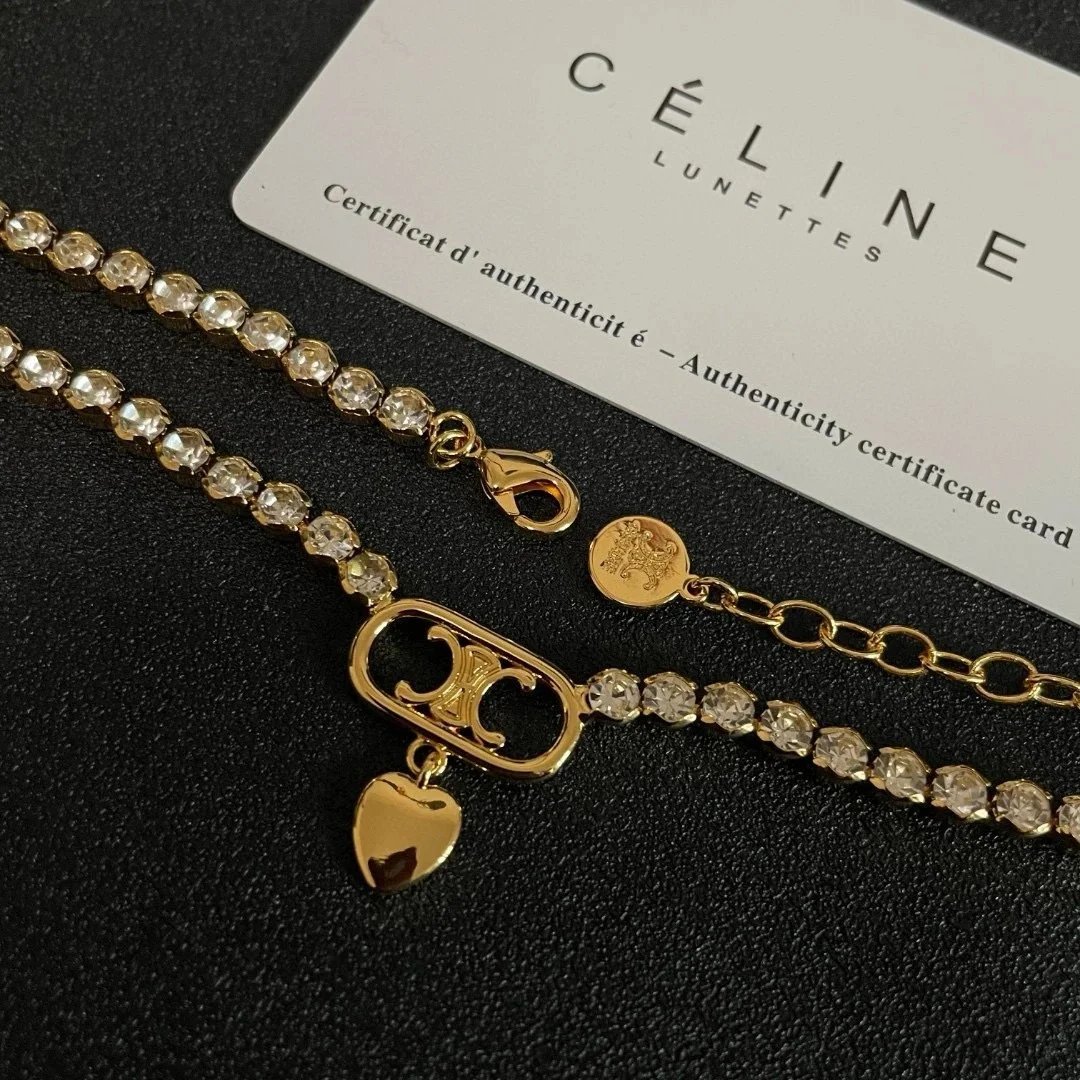 Celine classic logo chain necklace qc 7