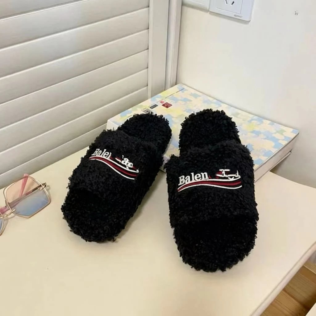 Balenciaga Men's Furry Logo Slide (9 Colorways) qc 2