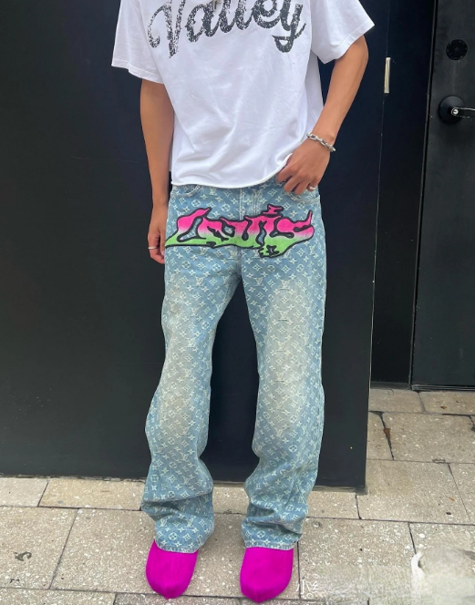 Pattern Denim Jeans qc 2