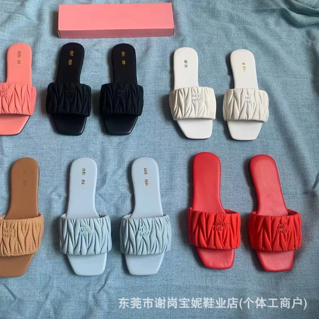 Miu Miu Matelassé Nappa Leather Slides (6 Colorways) qc 4