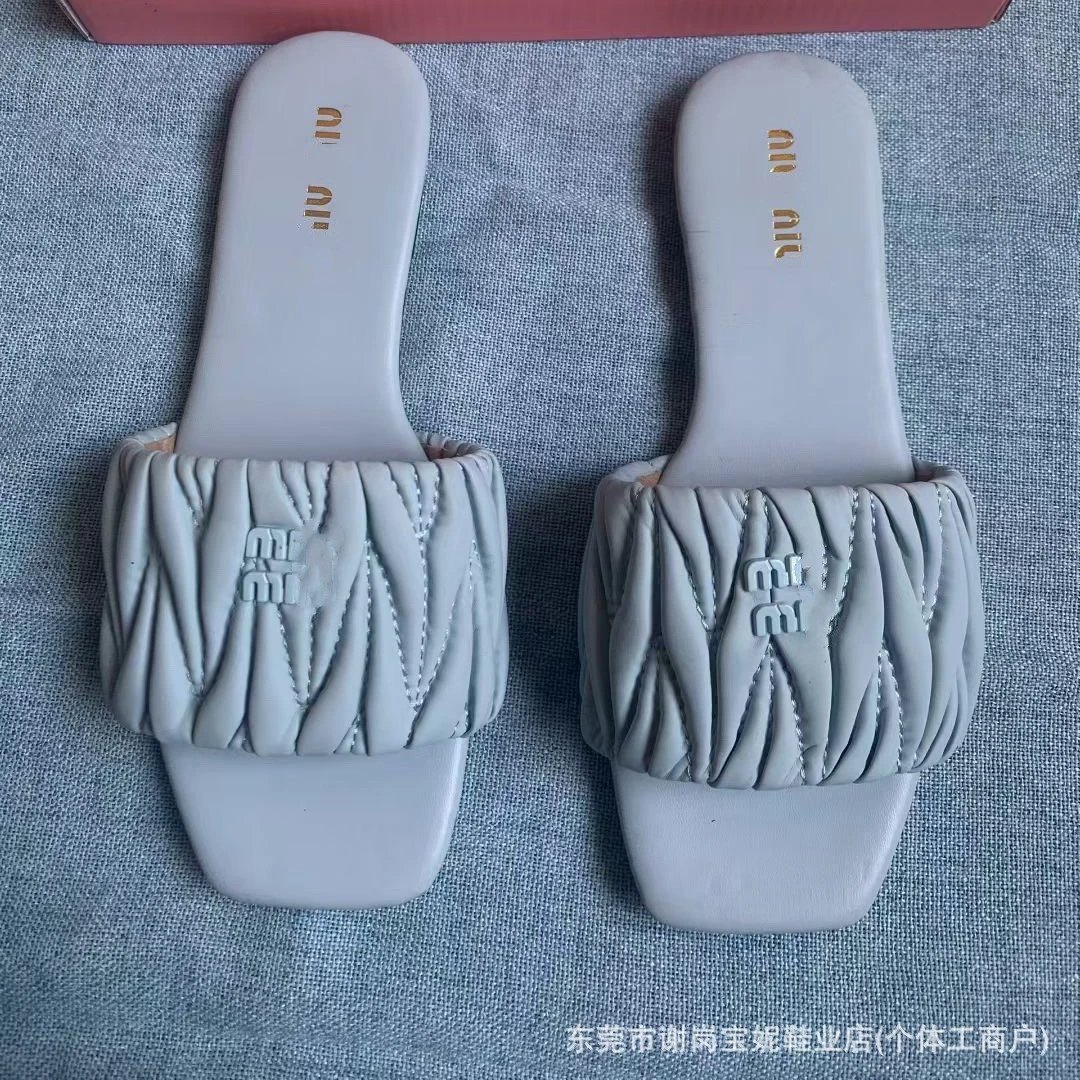 Miu Miu Matelassé Nappa Leather Slides (6 Colorways) qc 1
