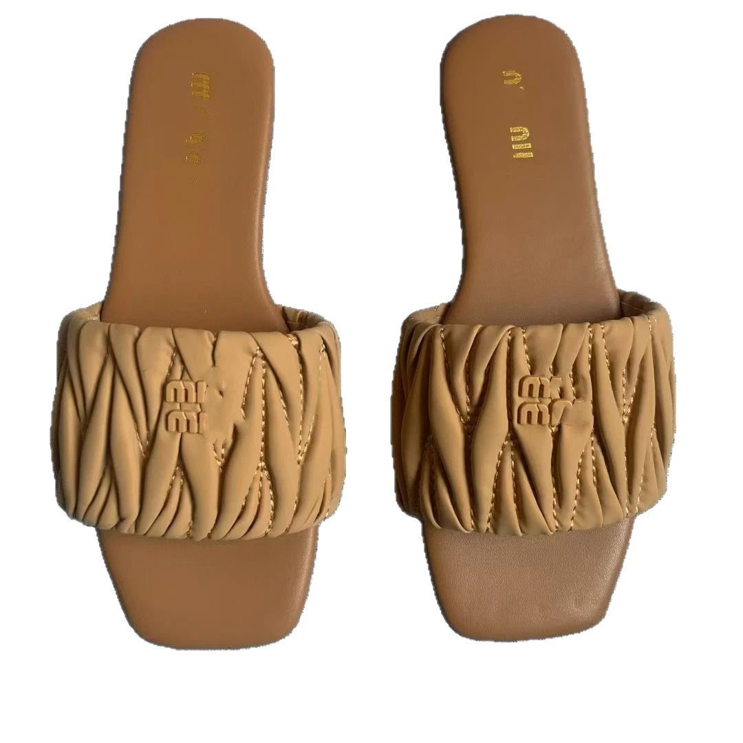 Miu Miu Matelassé Nappa Leather Slides (6 Colorways) qc 5