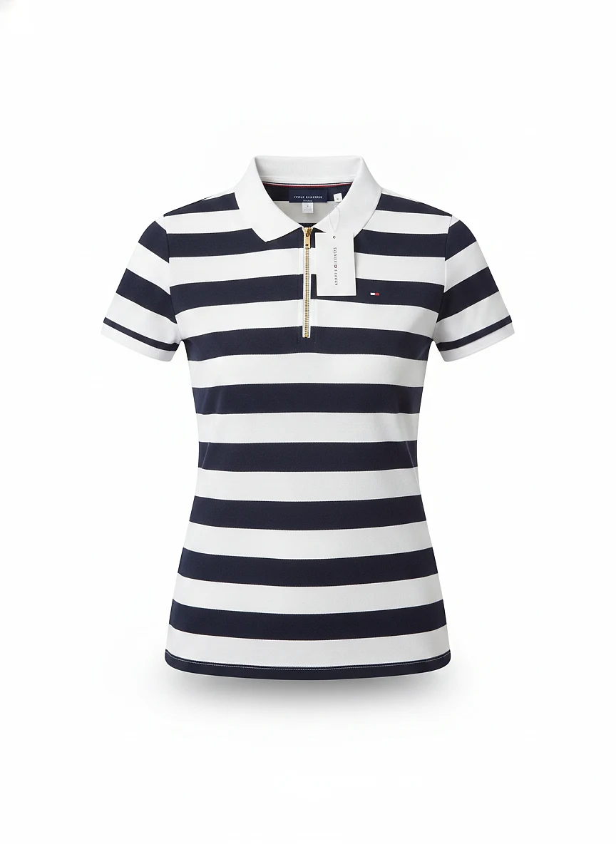 Polo SLIM FIT WOMAN'S XW04844 NAVY STRIPES 1/4 ZIP