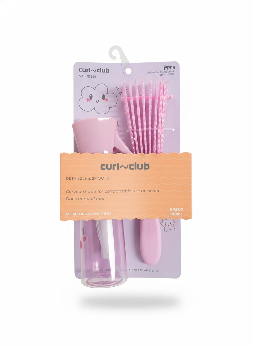 2 pcs spray bottle & rake brush set