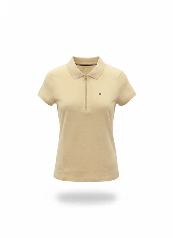 Polo de mujer color crema con cremallera