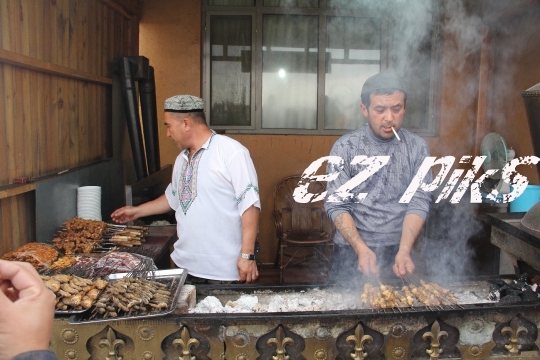 Xinjiang men at BBQ